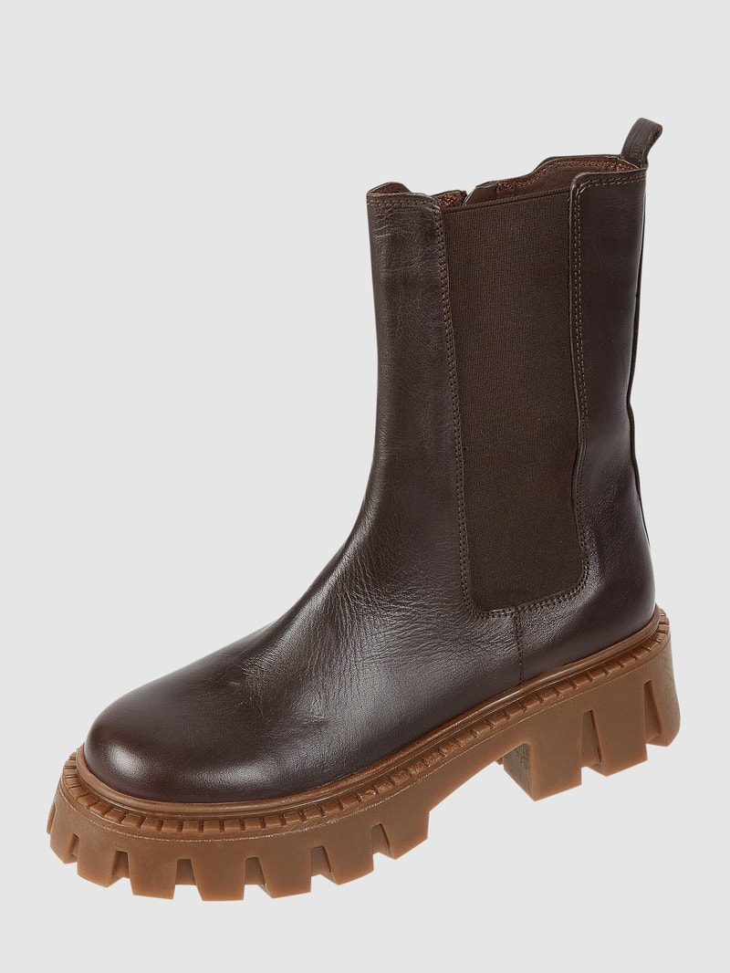 Lederboots mit Plateausohle in dunkelbraun