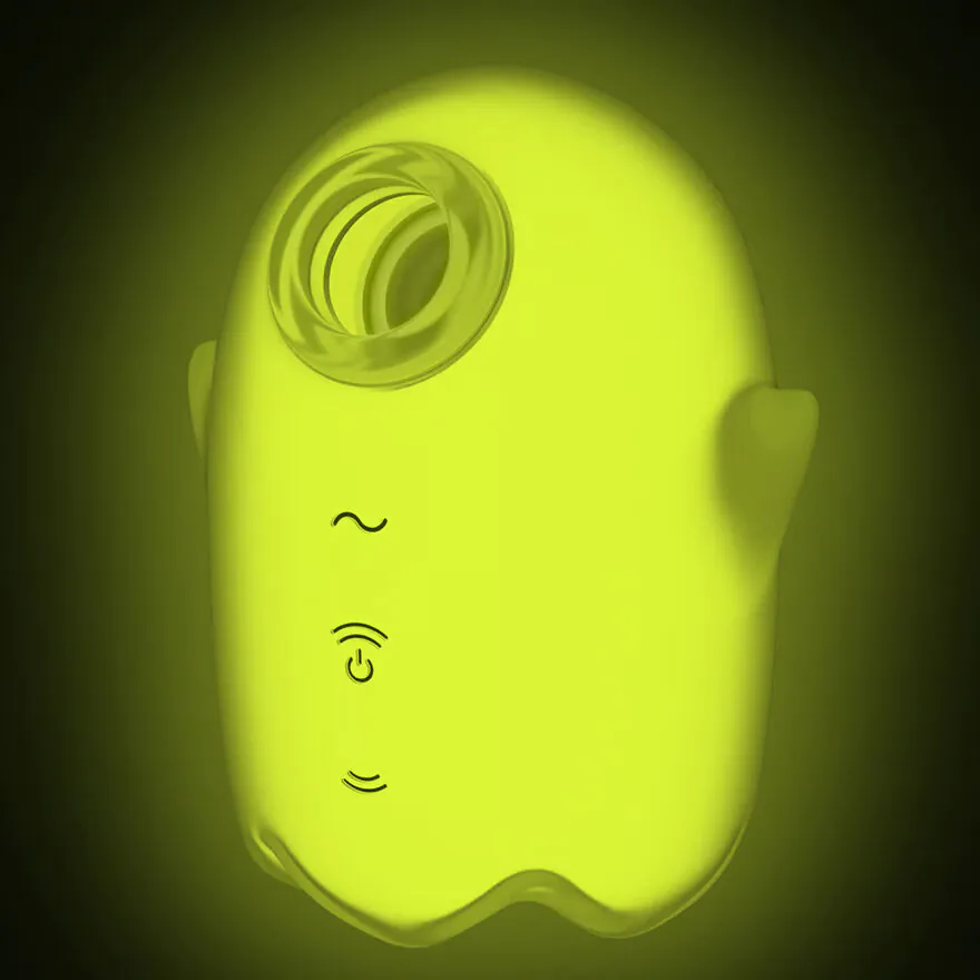 „Satisfyer Glowing Ghost“ intymios higienos masažuoklis, geltonas