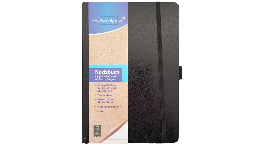 PAPERZONE Notizbuch A5 liniert schwarz
