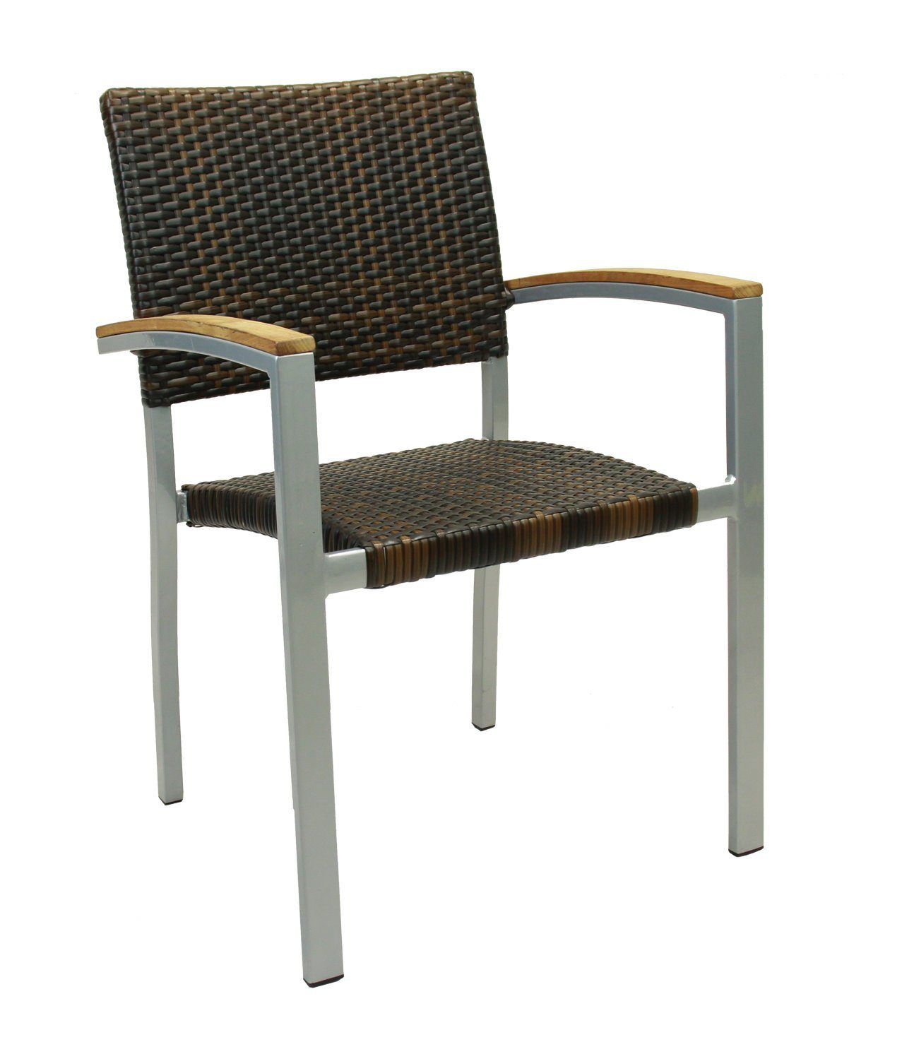 Konway Stapelstuhl BORNEO (4 St), 4x KONWAY® BORNEO Stapelsessel Lederlook Polyrattan Sessel braun