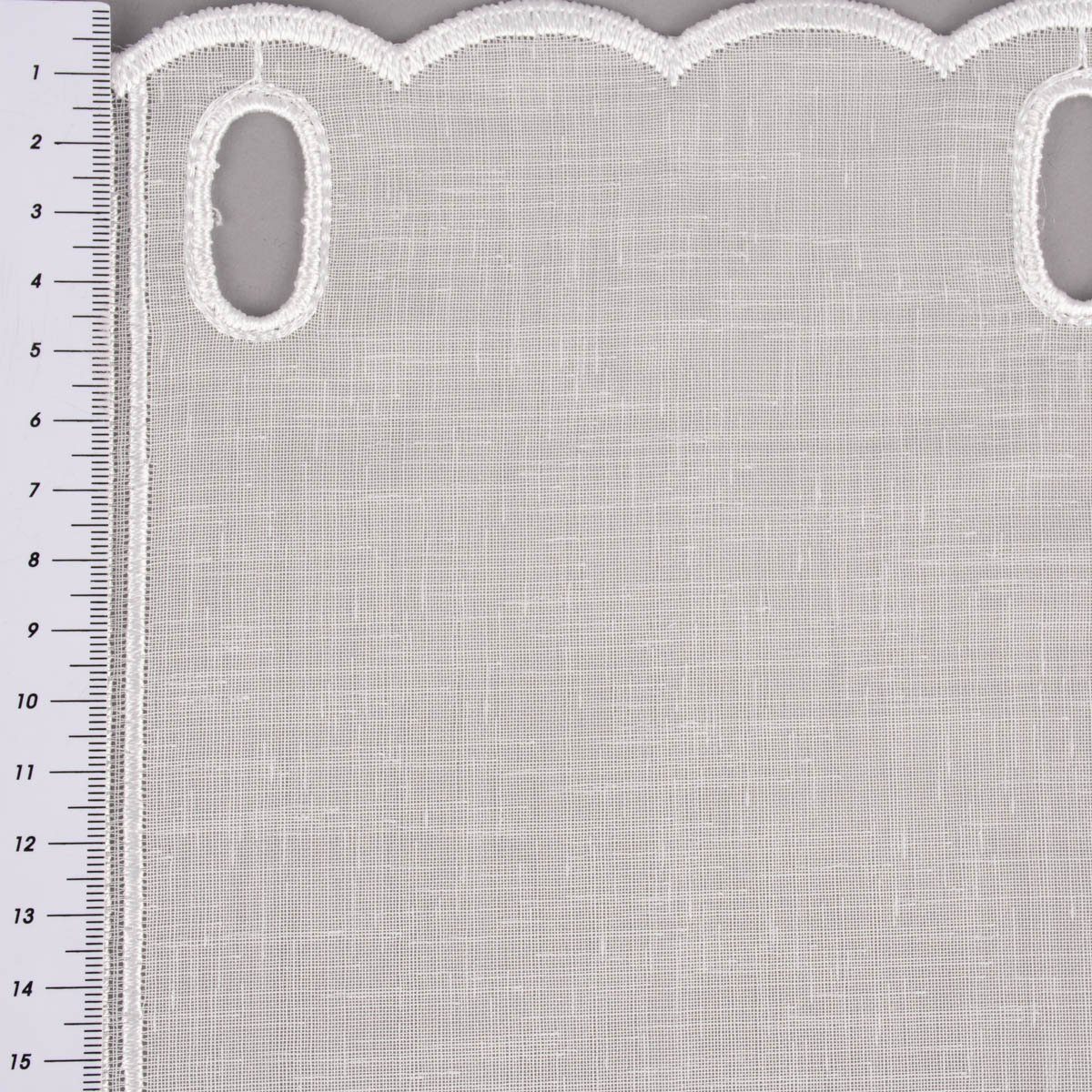 Meterware Scheibengardine nähfrei Leinenlook Stickerei Herzen ecru 45cm, SCHÖNER LEBEN., leicht perforiert, Stickerei/Stickstoff, bestickt, pflegeleicht