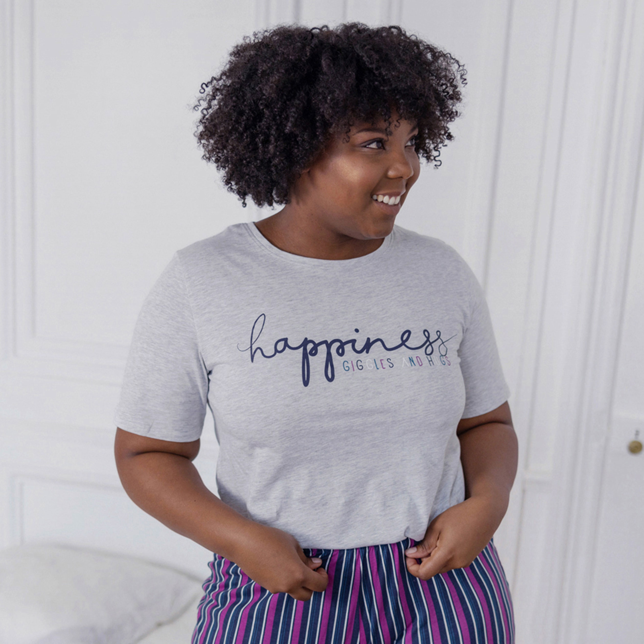 Ensemble pyjama short 2 pièces Modavista bleu femme grande taille | La Halle