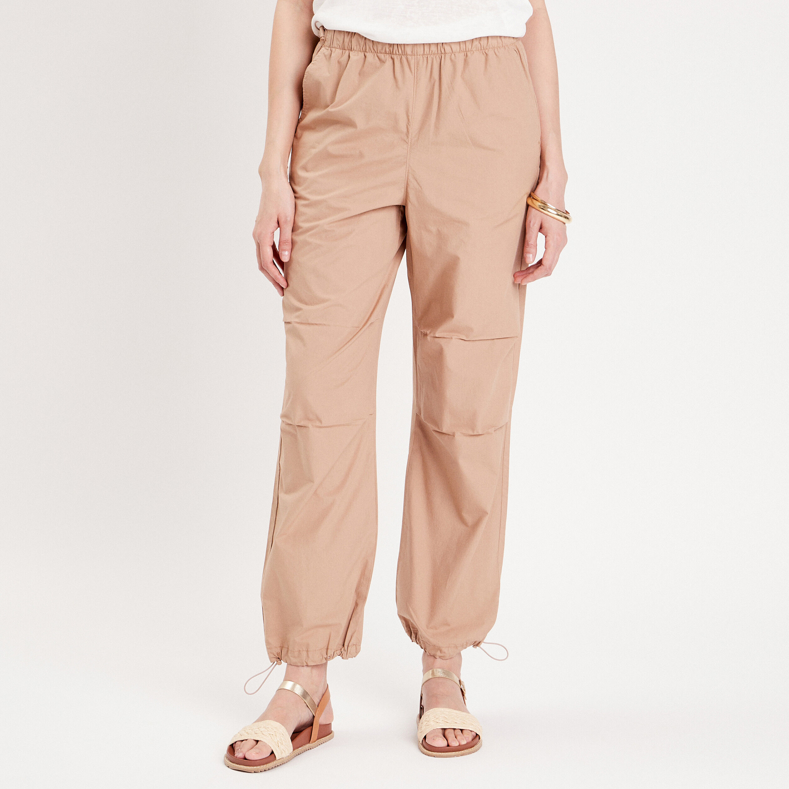 Pantalon loose élastiqué beige femme | Cache Cache