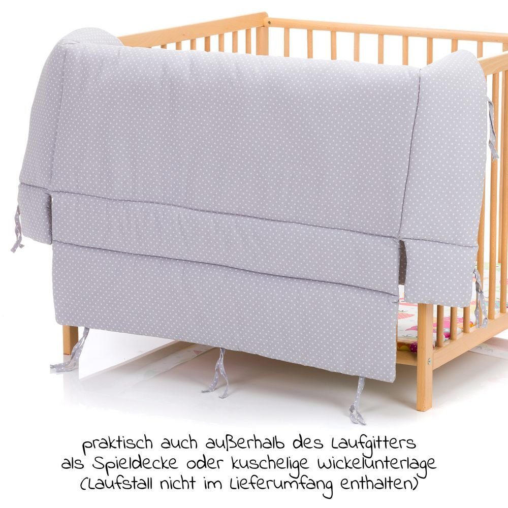 Fillikid Laufgitter kleine Punkte Exklusiv - Grau, Laufstalleinlage Flexi für Laufgitter mit 75 x 100 cm & 100 x 100 cm