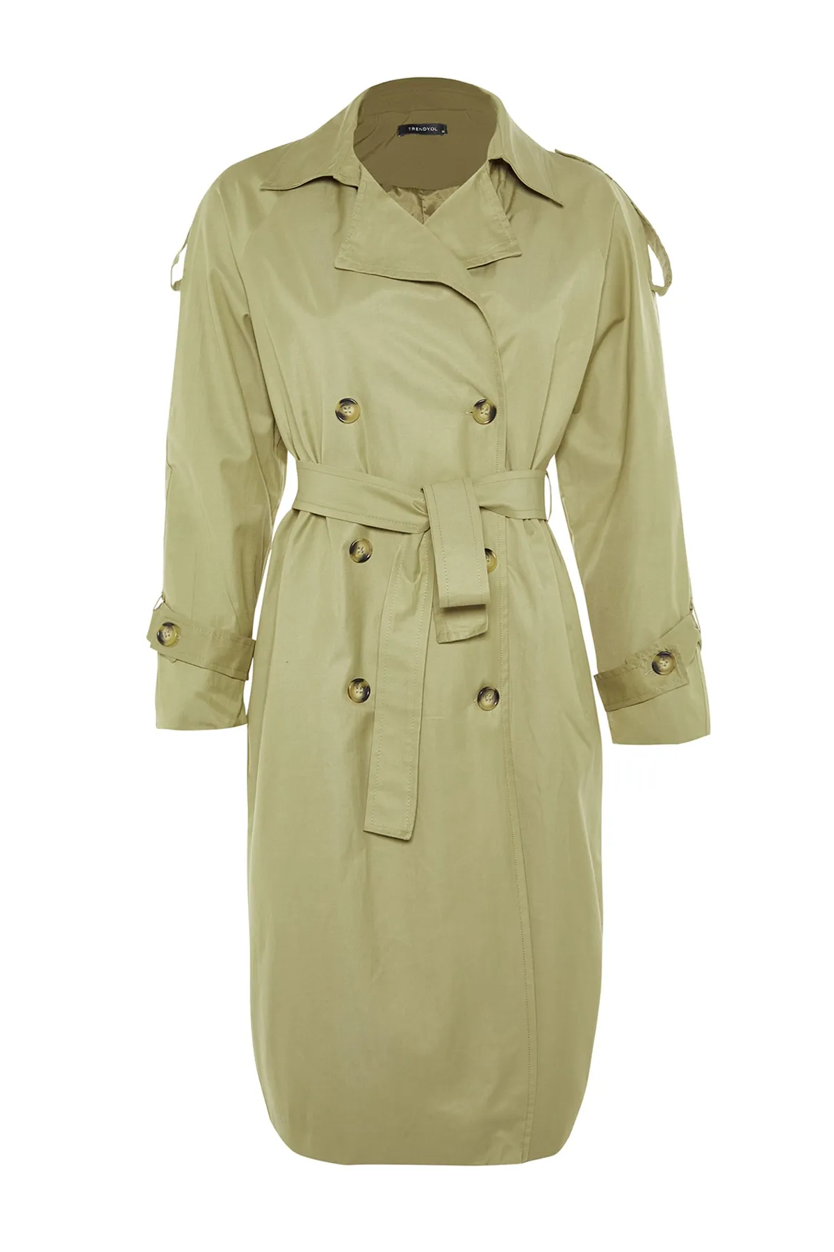 Trendyol Collection  Khakifarbener wasserabweisender Trenchcoat mit Gürtel TWOSS20TR0012