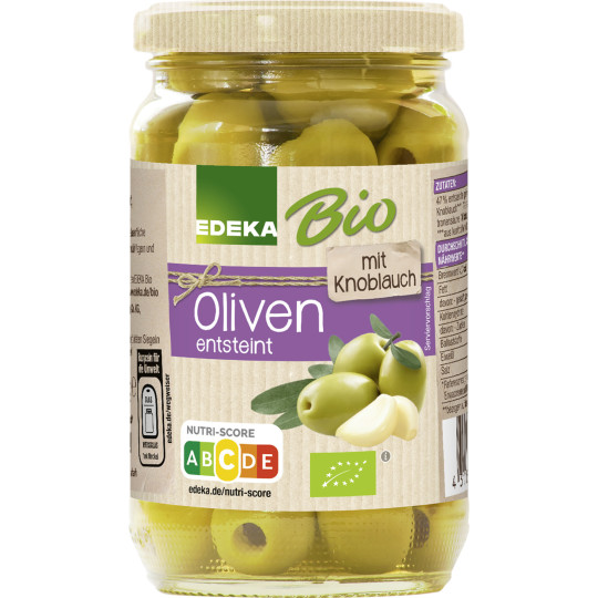 EDEKA Bio Oliven gefüllt mit Knoblauch 350G