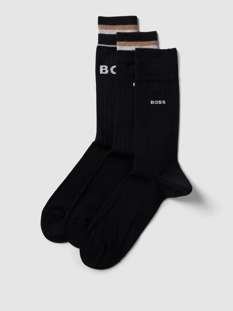 Socken mit Label-Detail im 3er-Pack in schwarz