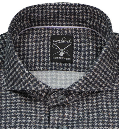 van Laack, Hemd, Tailor Fit, Baumwolle, Extra langer Arm, anthrazit gemustert