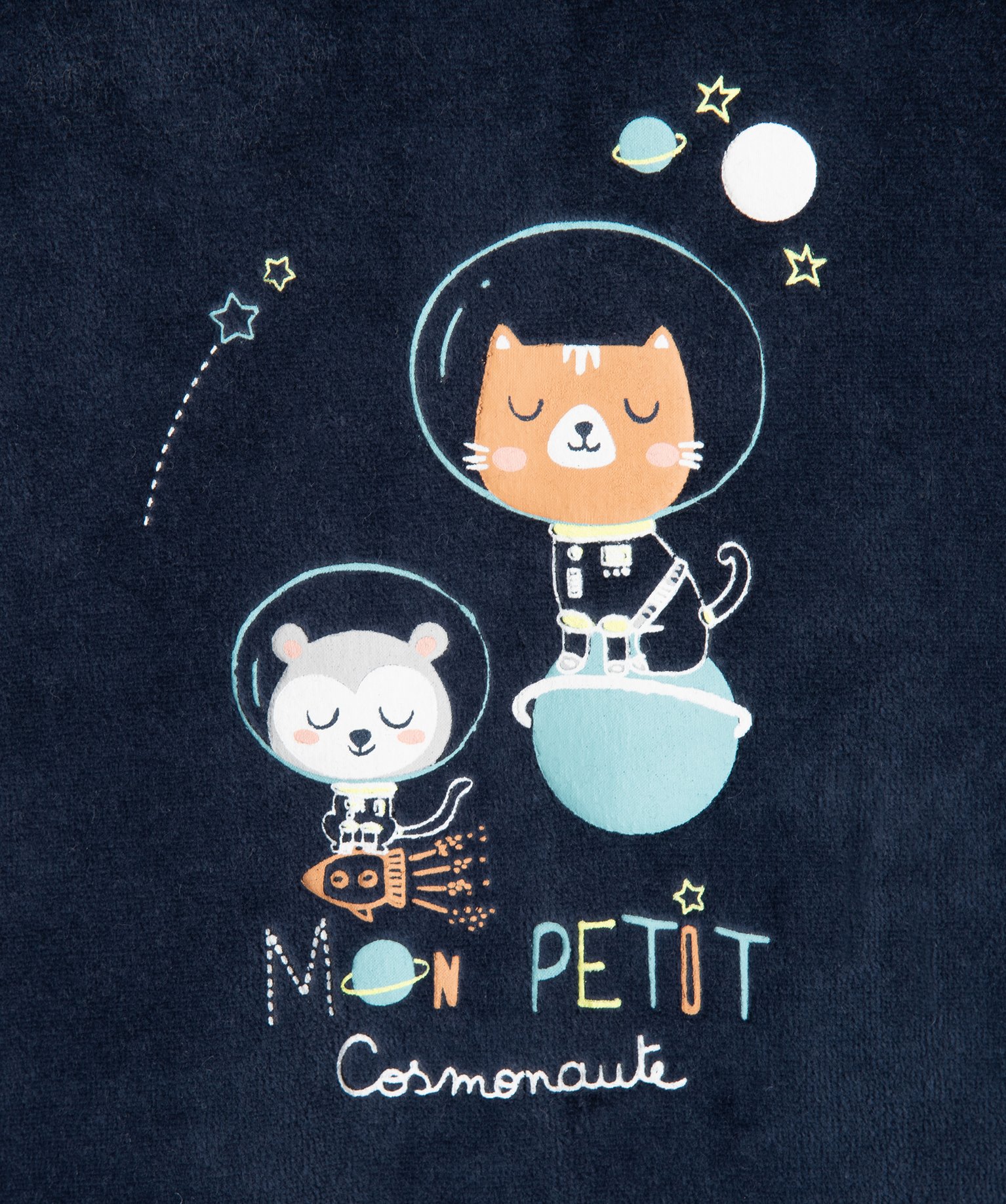 Pyjama dors-bien en velours bébé Garçon - Petit Béguin marine | GEMO
