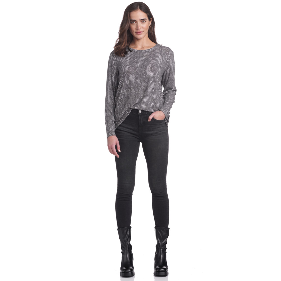 Damen Langarmshirt mit Allover-Muster