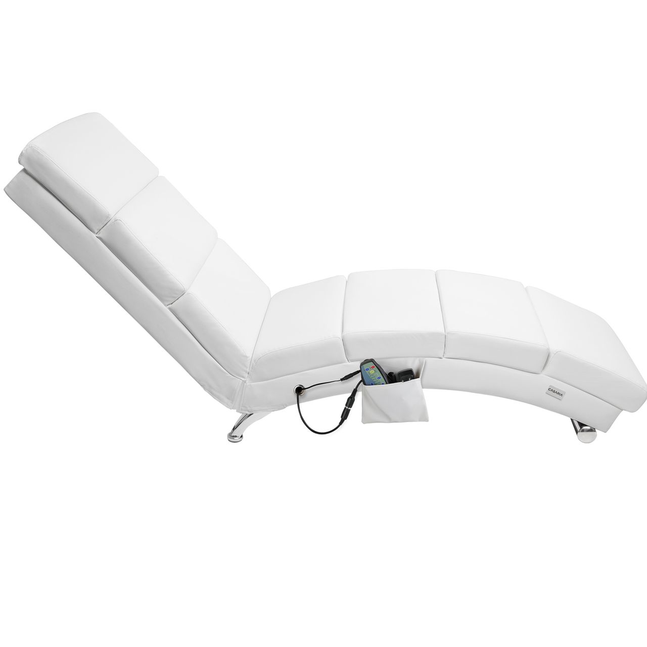Casaria Relaxliege London Kunstleder Massage- & Heizfunktion 186 x 55 x 89 cm weiß