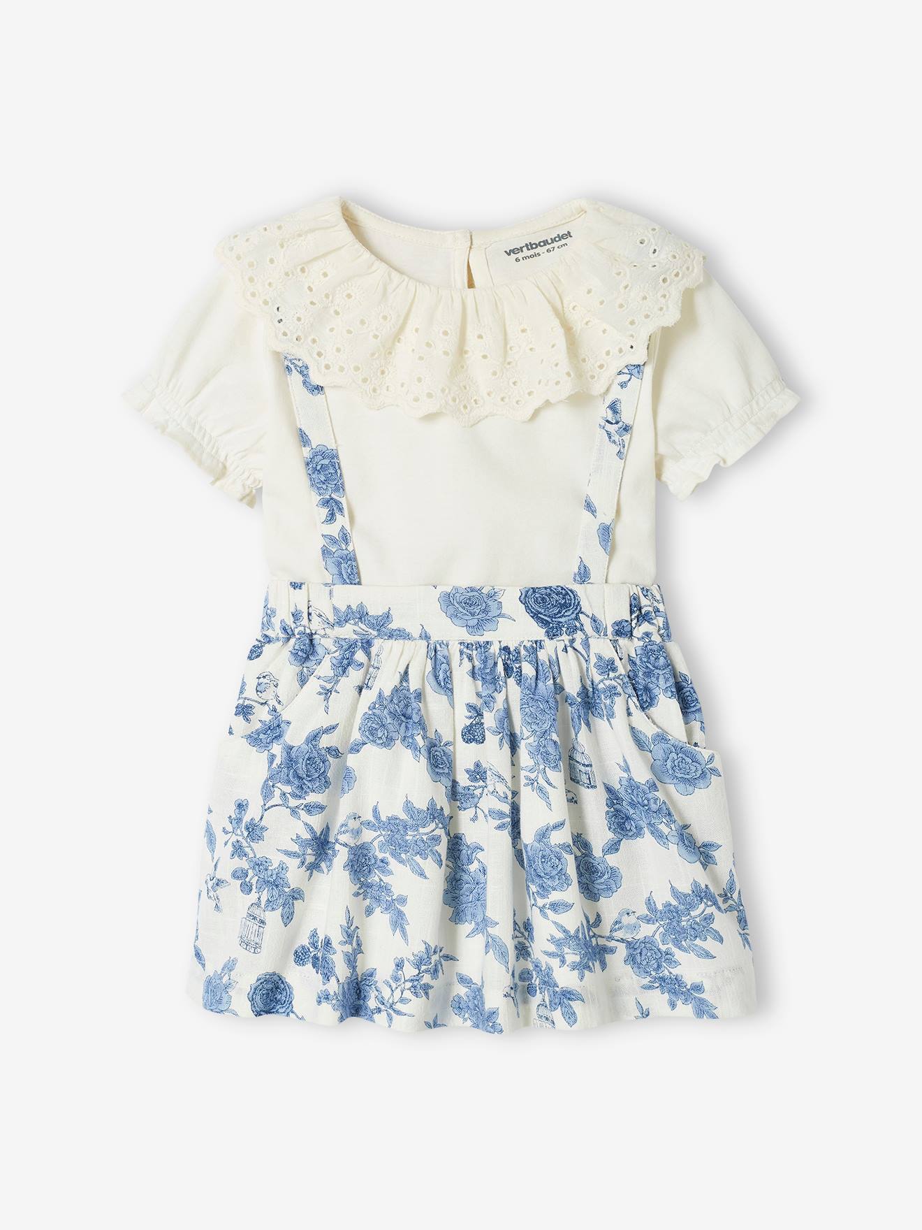 Ensemble de cérémonie bébé jupe et T-shirt écru