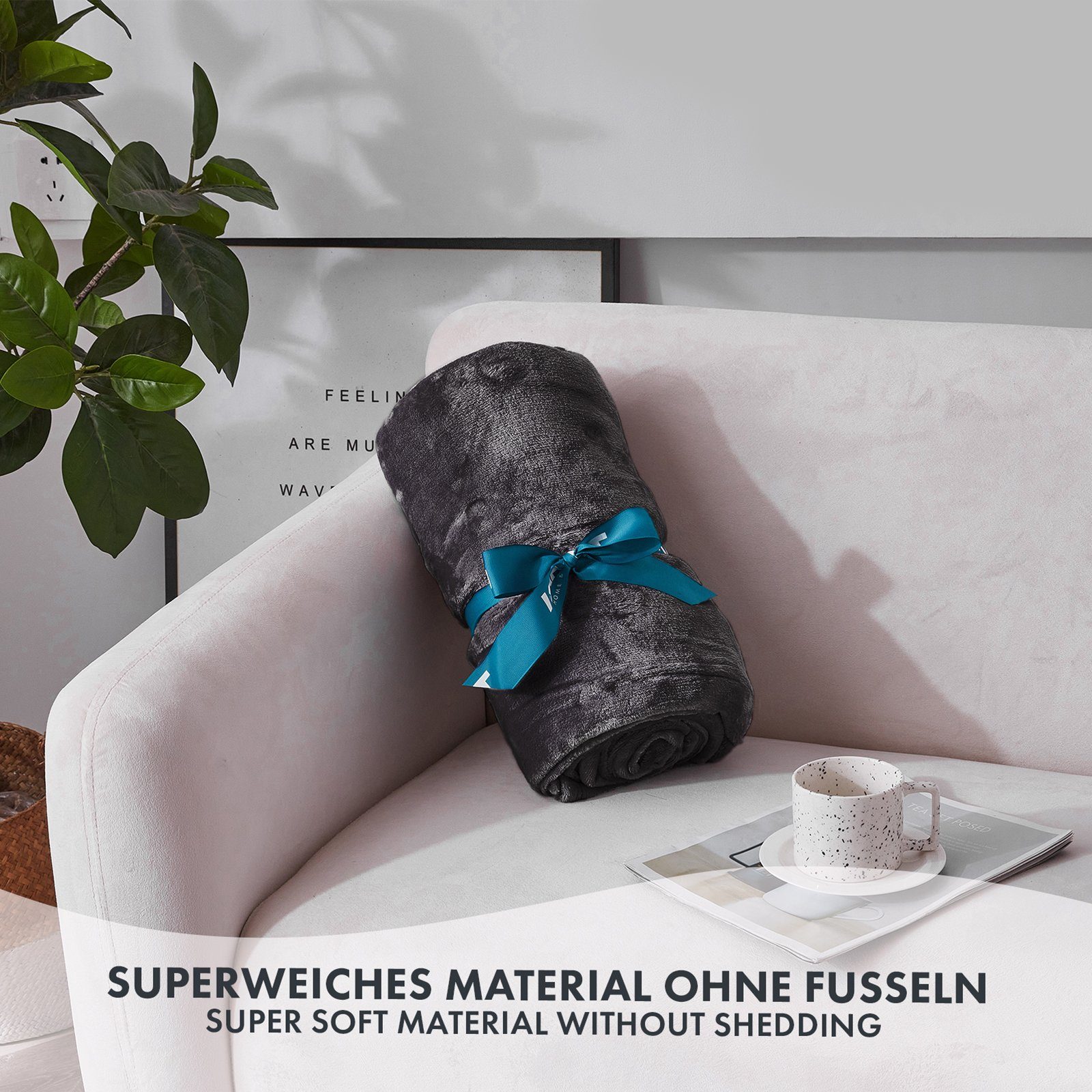Wohndecke Charme, aus flauschigem Flanell, verschiedene Größen und Farben, Kubus