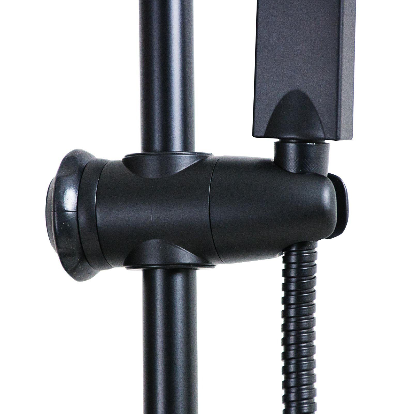 Grafner Duschsystem Grafner® Duschgarnitur mit Regenschauerduschkopf und Handbrause, 1 Strahlart(en), schwarz, Antikalk-Softdüsen