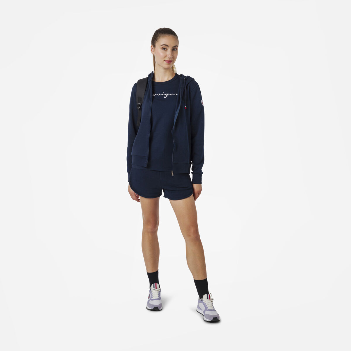 Logo Damensweatshirt mit Kapuze und durchgehendem Reißverschluss