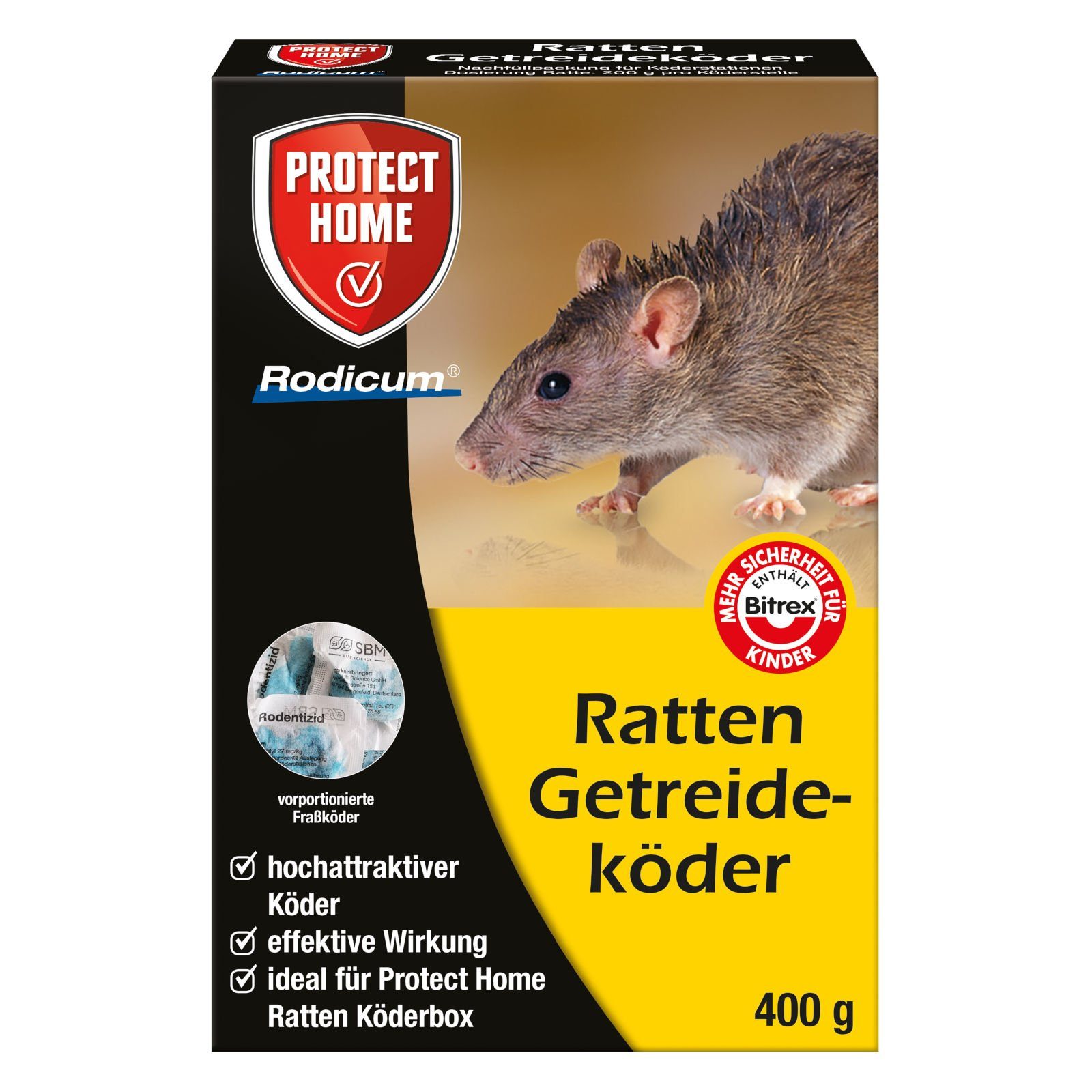 Protect Home Gift-Rattenköder Protect Home Rodicum Ratten Getreideköder - 400 g