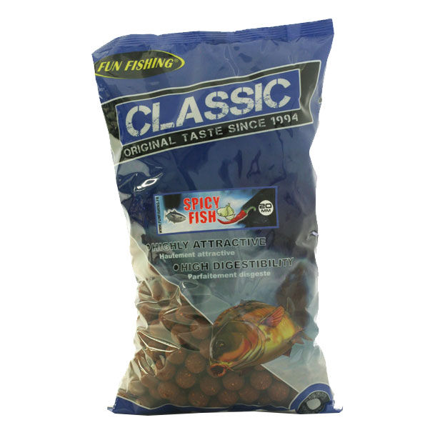 Bouillettes carpe fun fishing classic spicy fish 20mm - 4kg