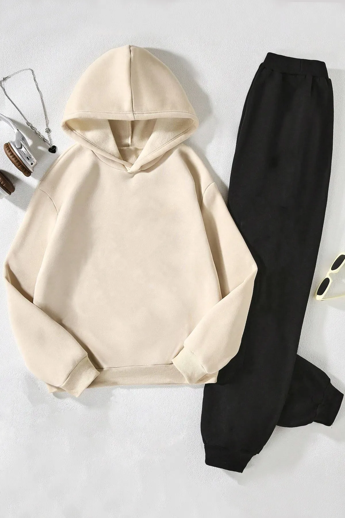 uyguntarz  Sport-Sweatsuit Set - Beige - Regular Fit