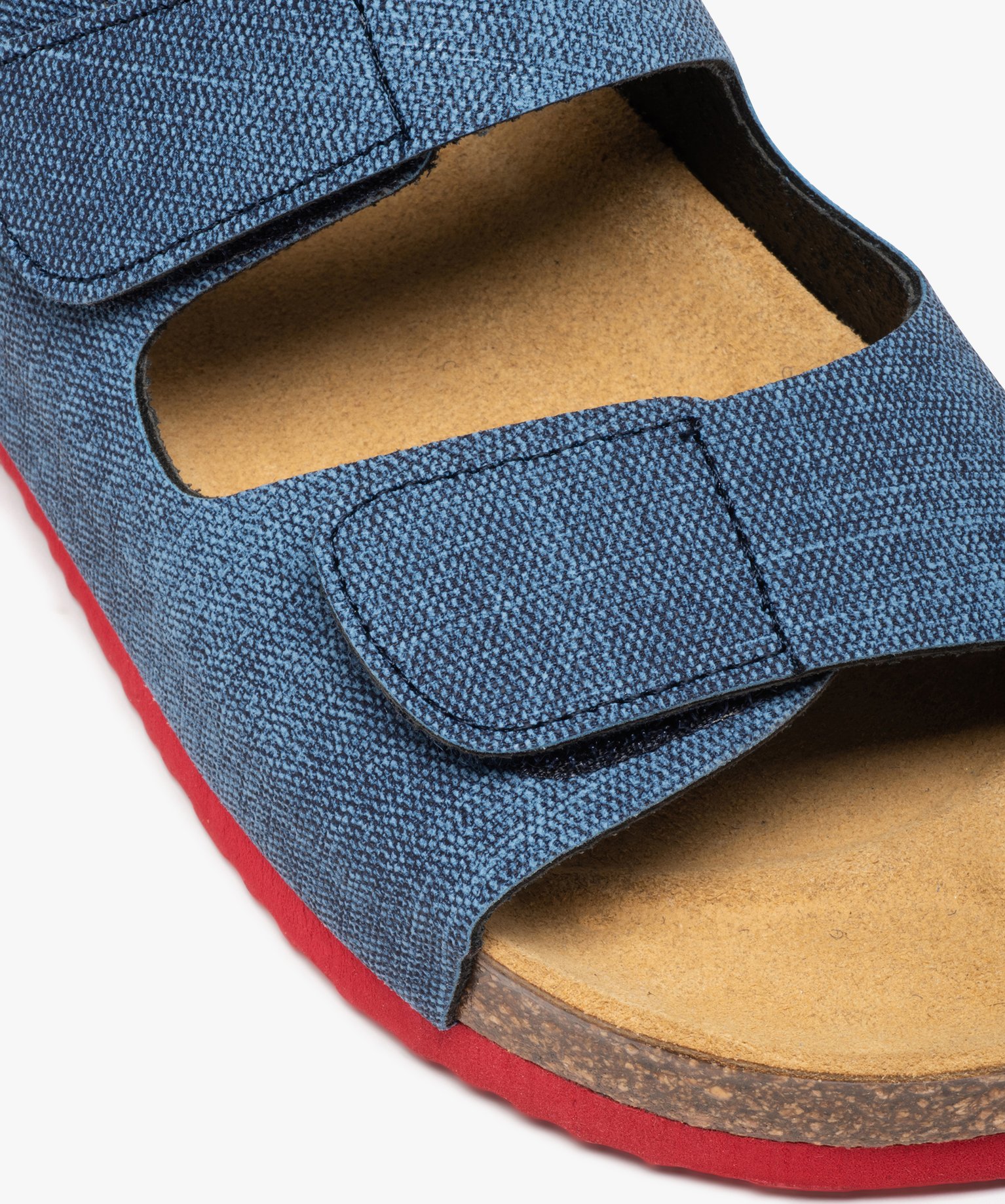 Sandales Garçon en toile denim avec brides à scratch bleu | GEMO
