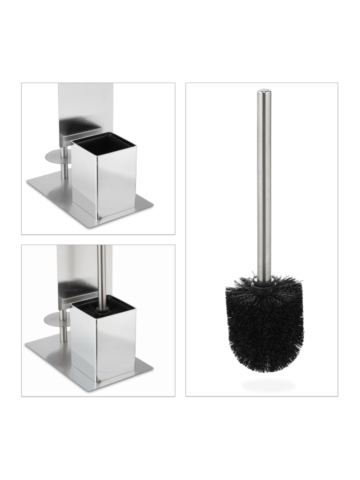 relaxdays WC-Garnitur in Silber - (B)25 x (H)69 x (T)18 cm günstig kaufen onesize