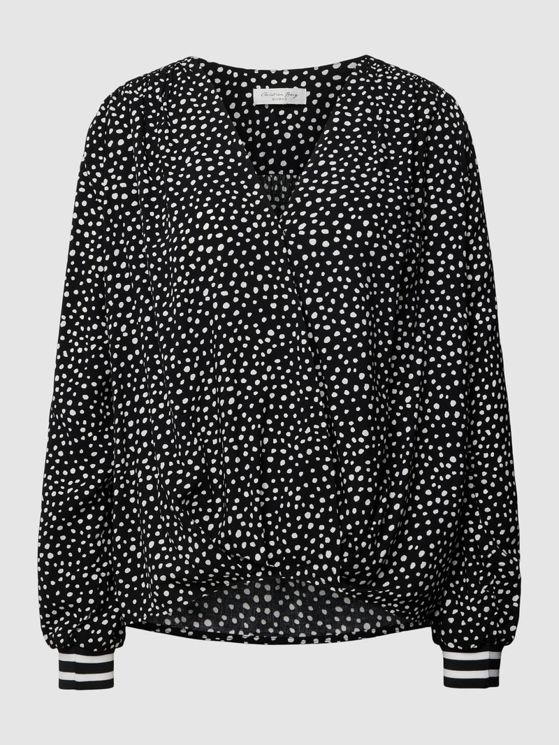 Bluse aus reiner Viskose mit V-Ausschnitt in schwarz