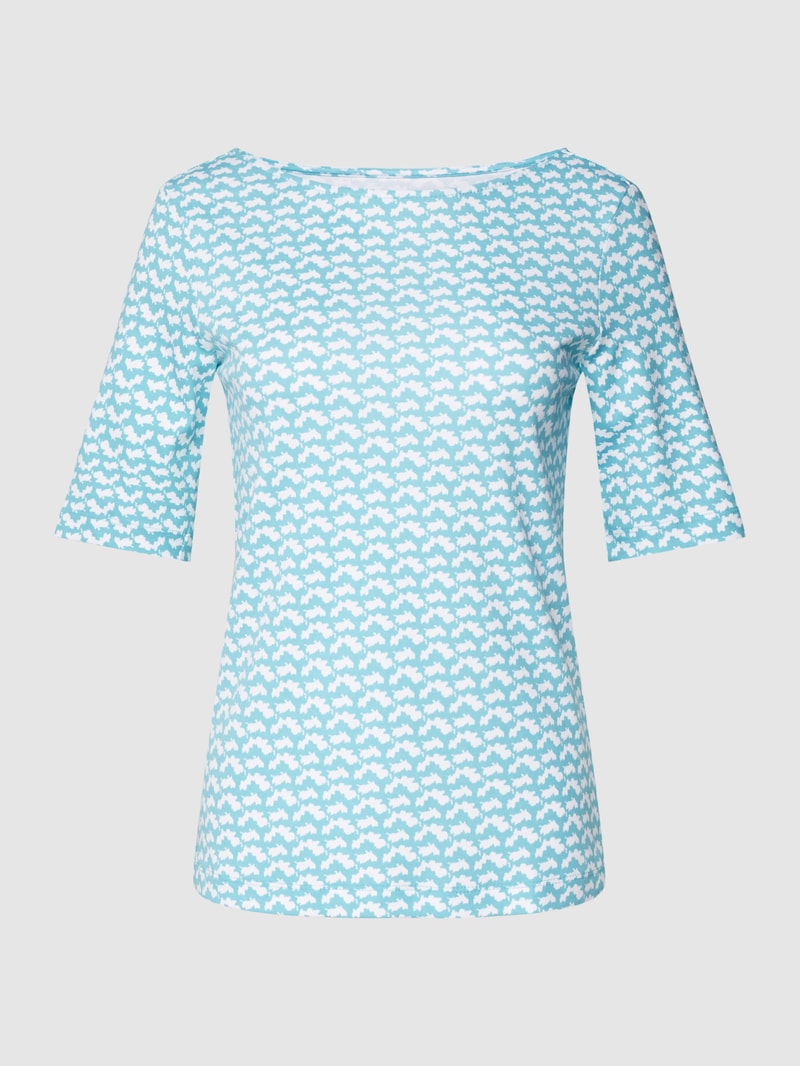 T-Shirt mit Allover-Muster in helltürkis