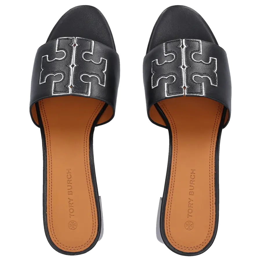 Tory Burch - Sandalen INES Kalbsleder Logo schwarz - schwarz