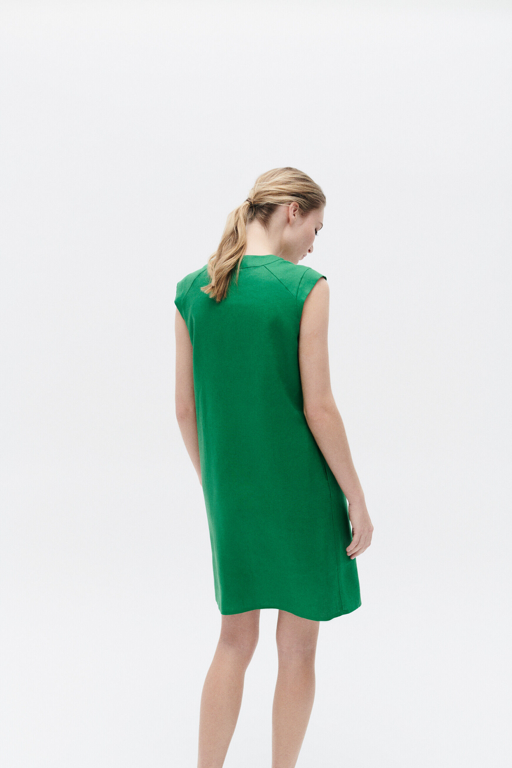 robe pamela 100% lin vert menthe femme
