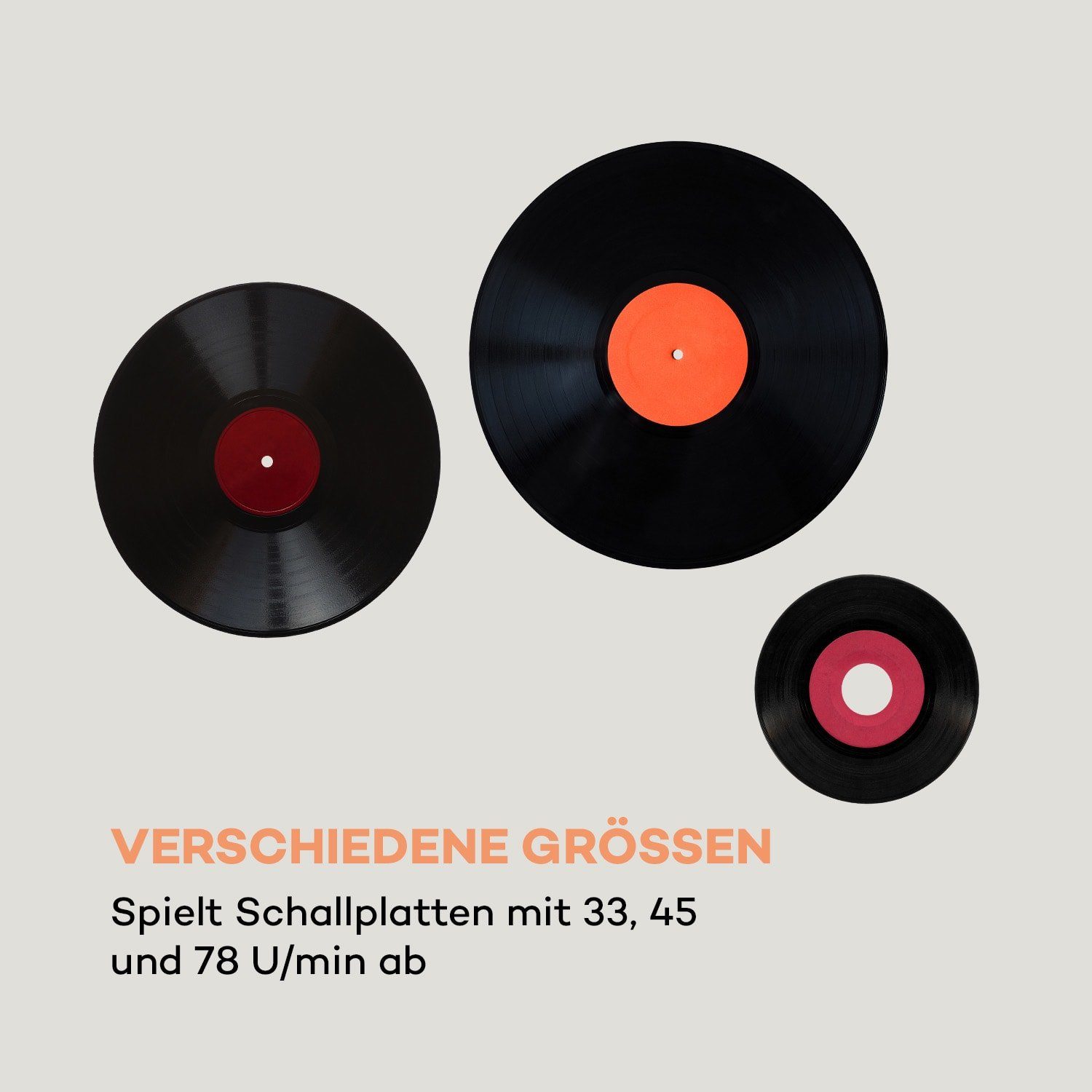 Auna Peggy Sue BT Plattenspieler (Riemenantrieb, Bluetooth, Schallplattenspieler Retro mit Lautsprecher Vinyl Plattenspieler)
