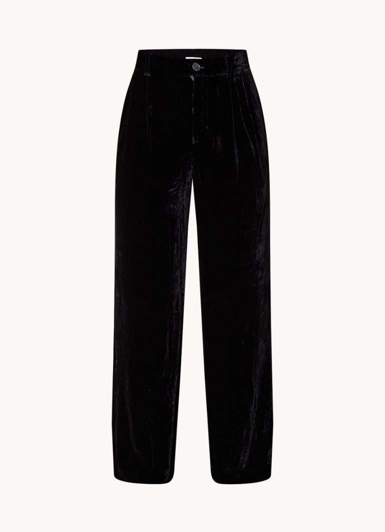 Bella Dahl high-waist wide-fit velvet trousers with pleat detail