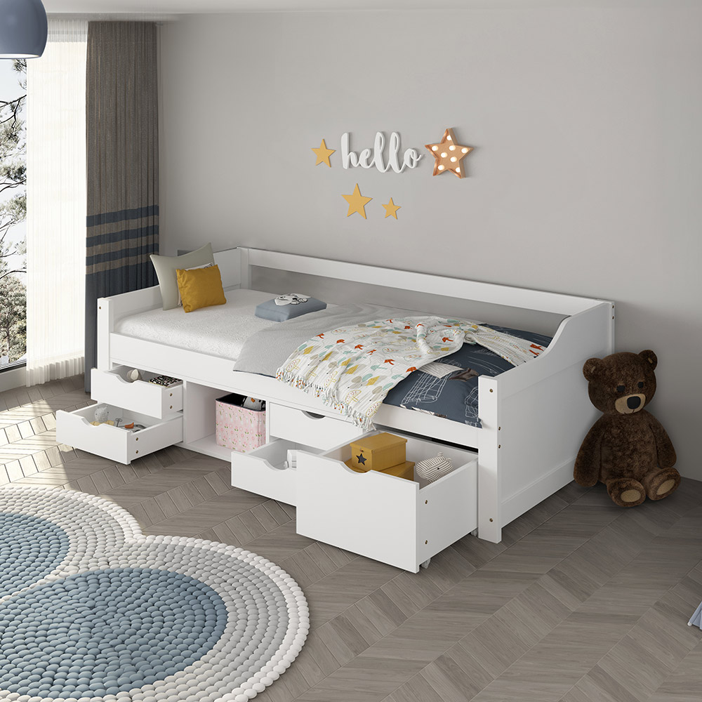 Home Deluxe HOME DELUXE-Kinderbett COSMOS mit Schubladen - 90 x 200 cm Weiß