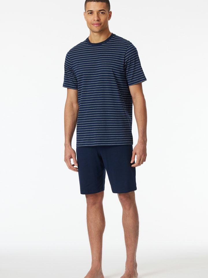 Schiesser Pyjama Schlafanzug kurz - Casual Essentials in Admiral günstig kaufen