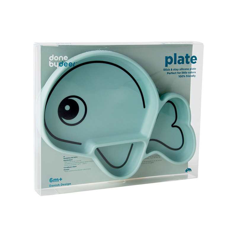 Assiette antidérapante silicone Baleine Wally bleu