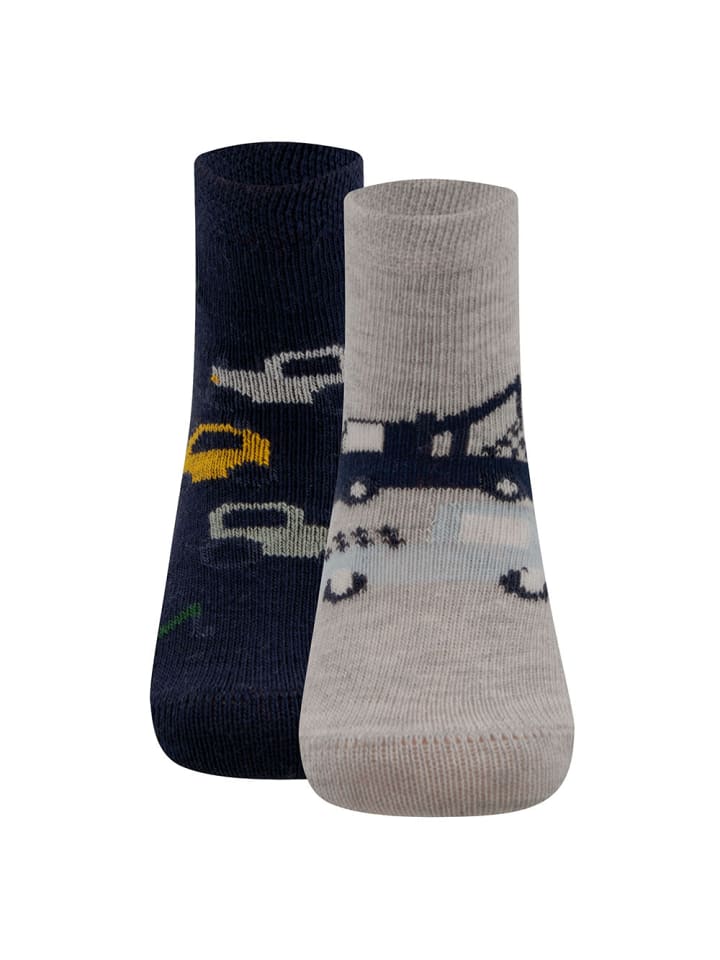 ewers 2er-Set Socken 2er Pack Baustellenfahrzeuge in hellsilber mel.-navy günstig kaufen