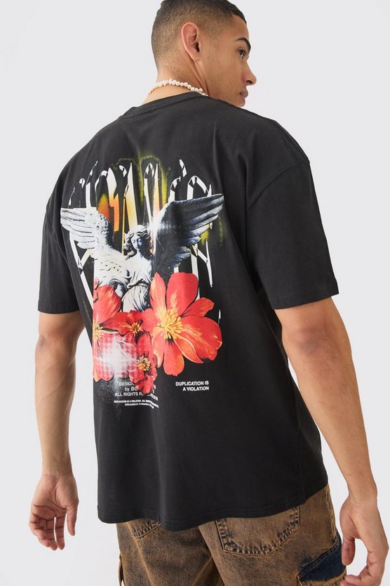 Oversize T-Shirt mit floralem Renaissance-Print
