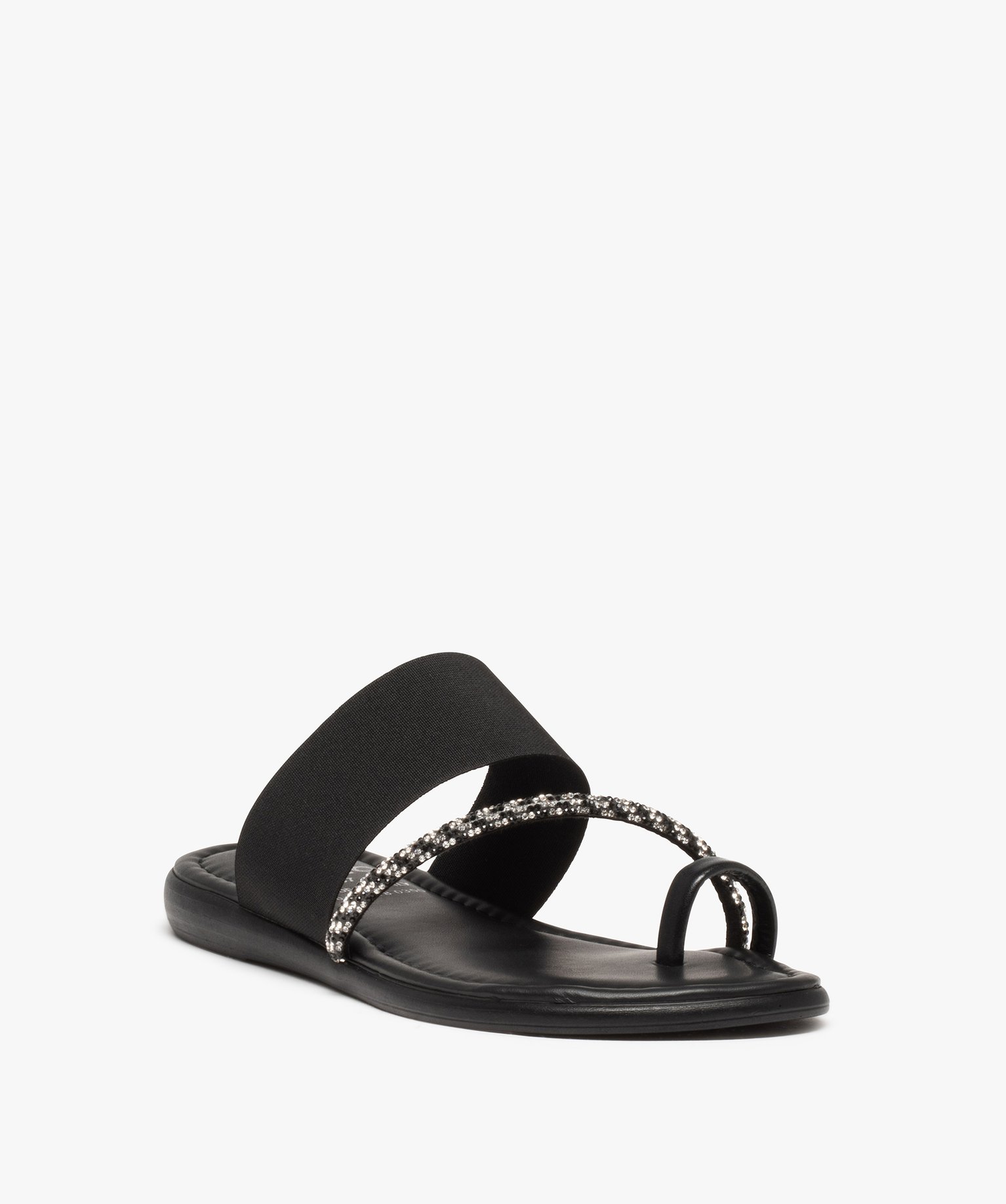 Mules femme avec bride à strass et bride élastique noir | GEMO
