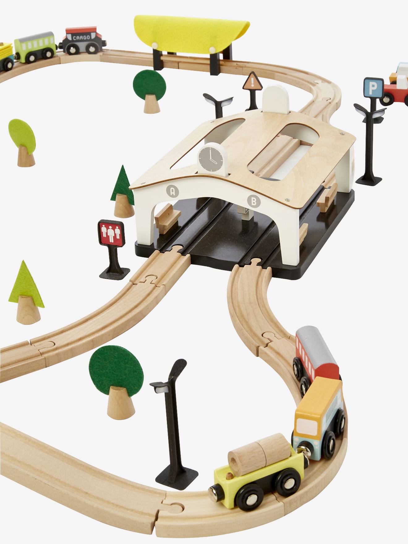Circuit de train 66 pièces en bois FSC® multicolore