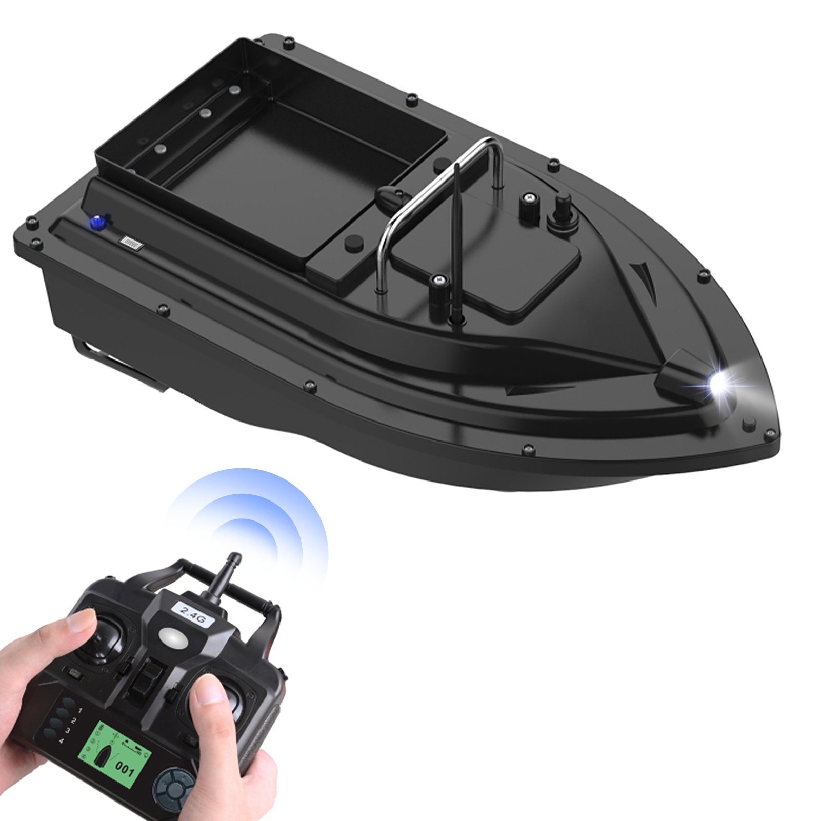 Tidyard RC-Boot GPS Fischerköderboot,5200 mAh,4 beliebige Positionierungspunkte,2 kg, Nachtlichter,wiederaufladbarer Batterie