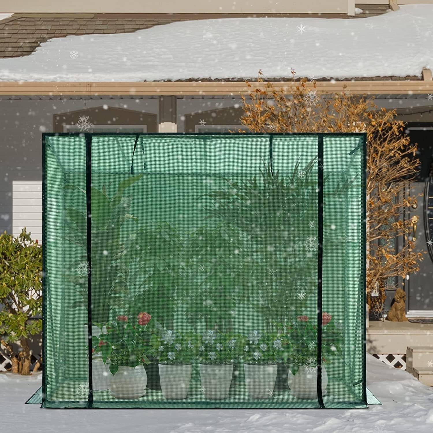 Woltu Gewächshaus, PE halbtransparent 130 g/m² 200x77x146/169 cm Weiß