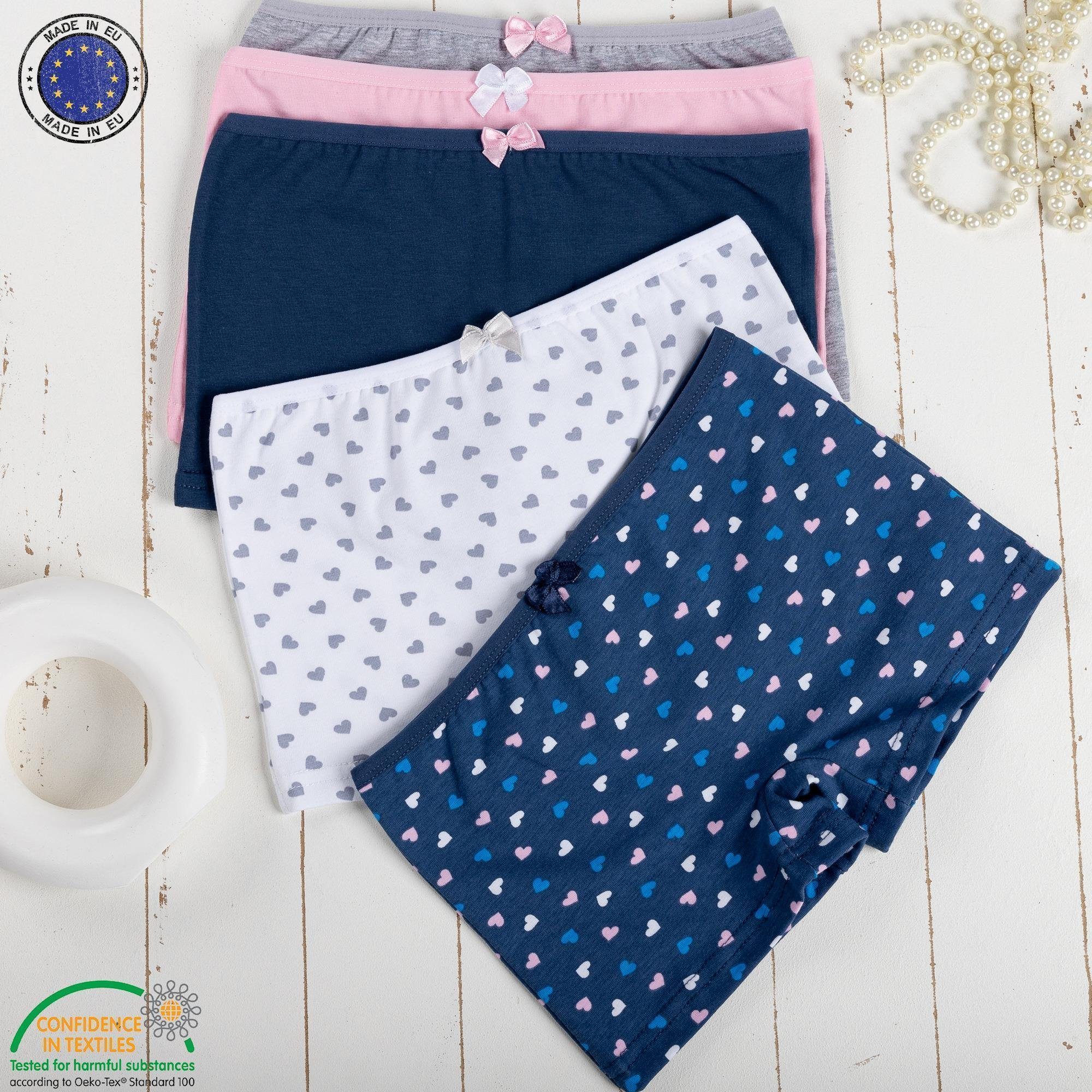 LOREZA Panty 10 Mädchen Pantys Unterwäsche Baumwolle - Herz Muster (Spar-Packung, 10-St)