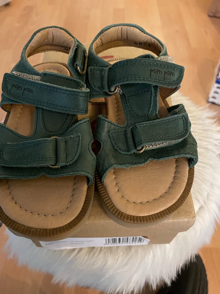 POM POM Leder-Sandalen in Grün günstig kaufen 25