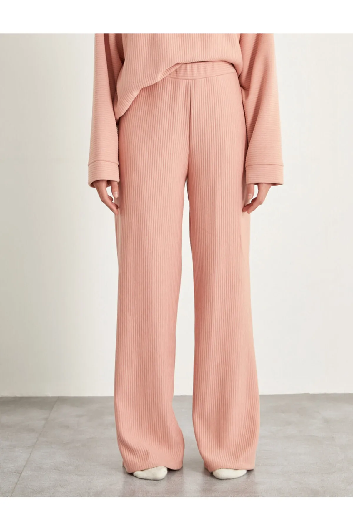 Koton  Gerippte Pyjamahose mit weitem Bein