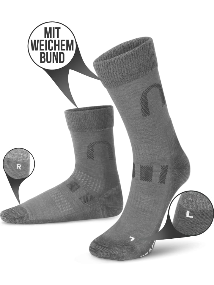 normani 2 Paar Merinowollsocken Wander- und Trekkingsocken Melton in Grau günstig kaufen