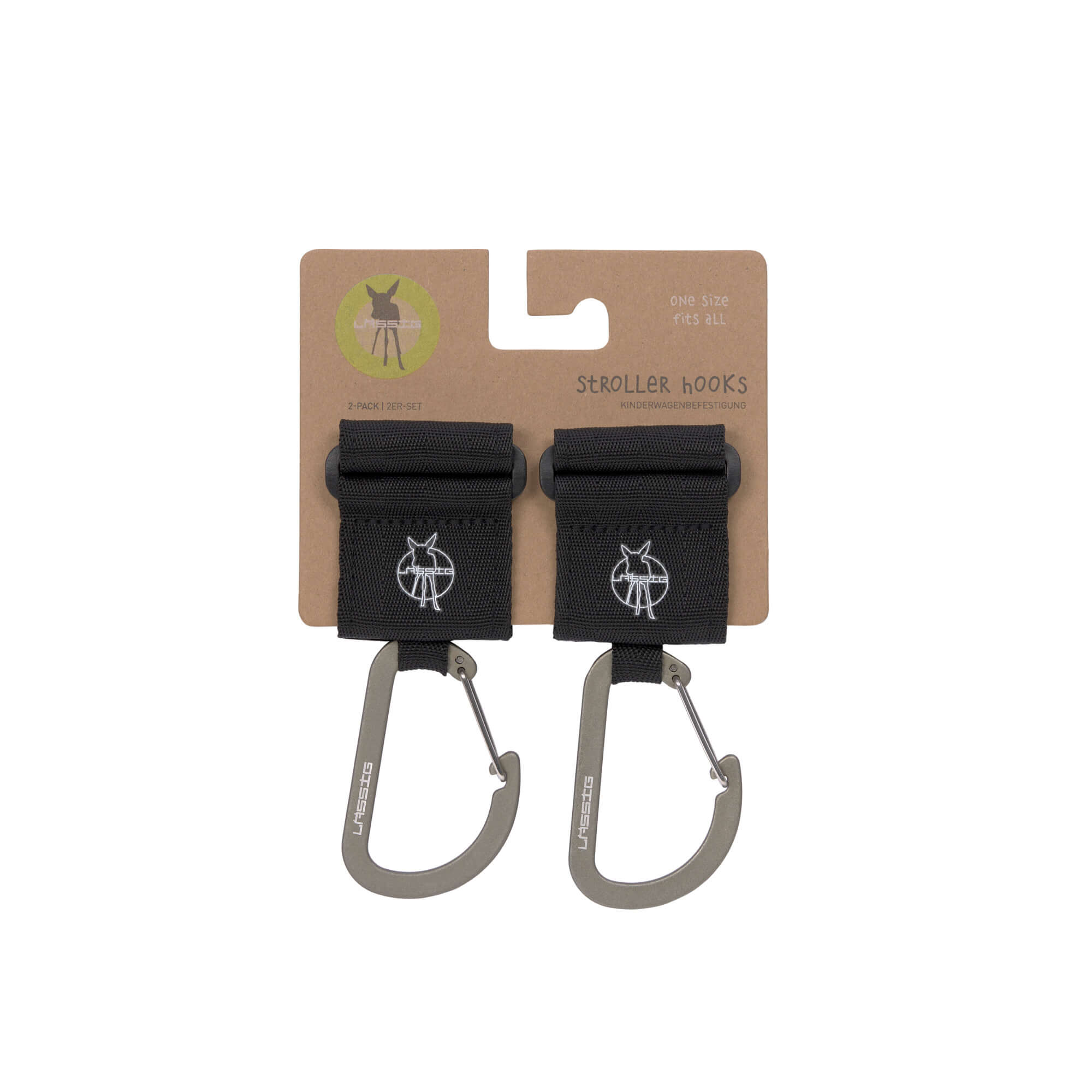 Kinderwagenhaken 2er Set - Karabiner, Schwarz