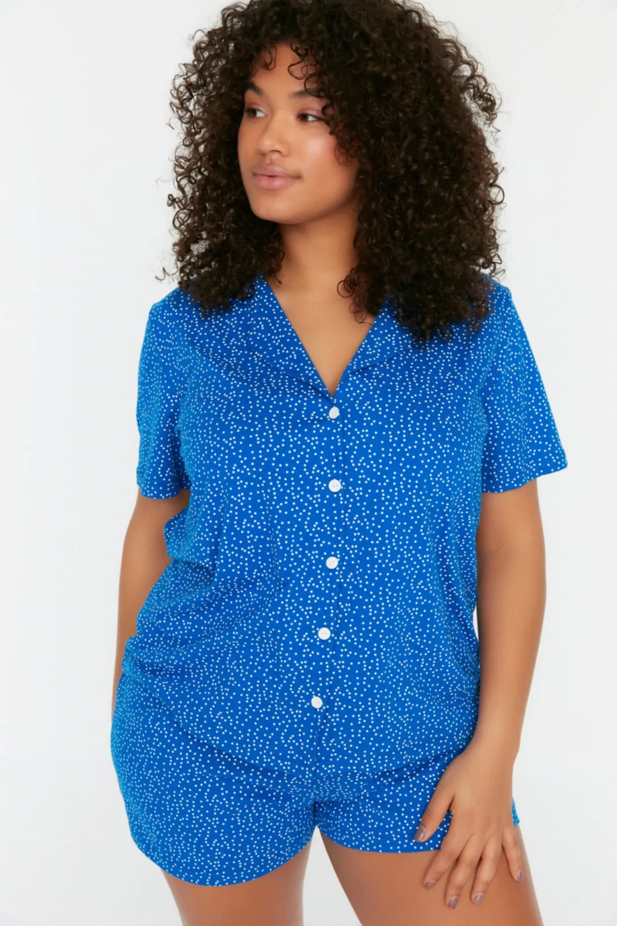 Trendyol Curve  Saks Gestricktes Pyjama-Set TBBSS22PT0707