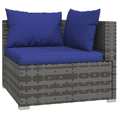 vidaXL Gartenlounge-Set 4-tlg. Garten-Lounge-Set mit Kissen Grau Poly Rattan, (1-tlg)