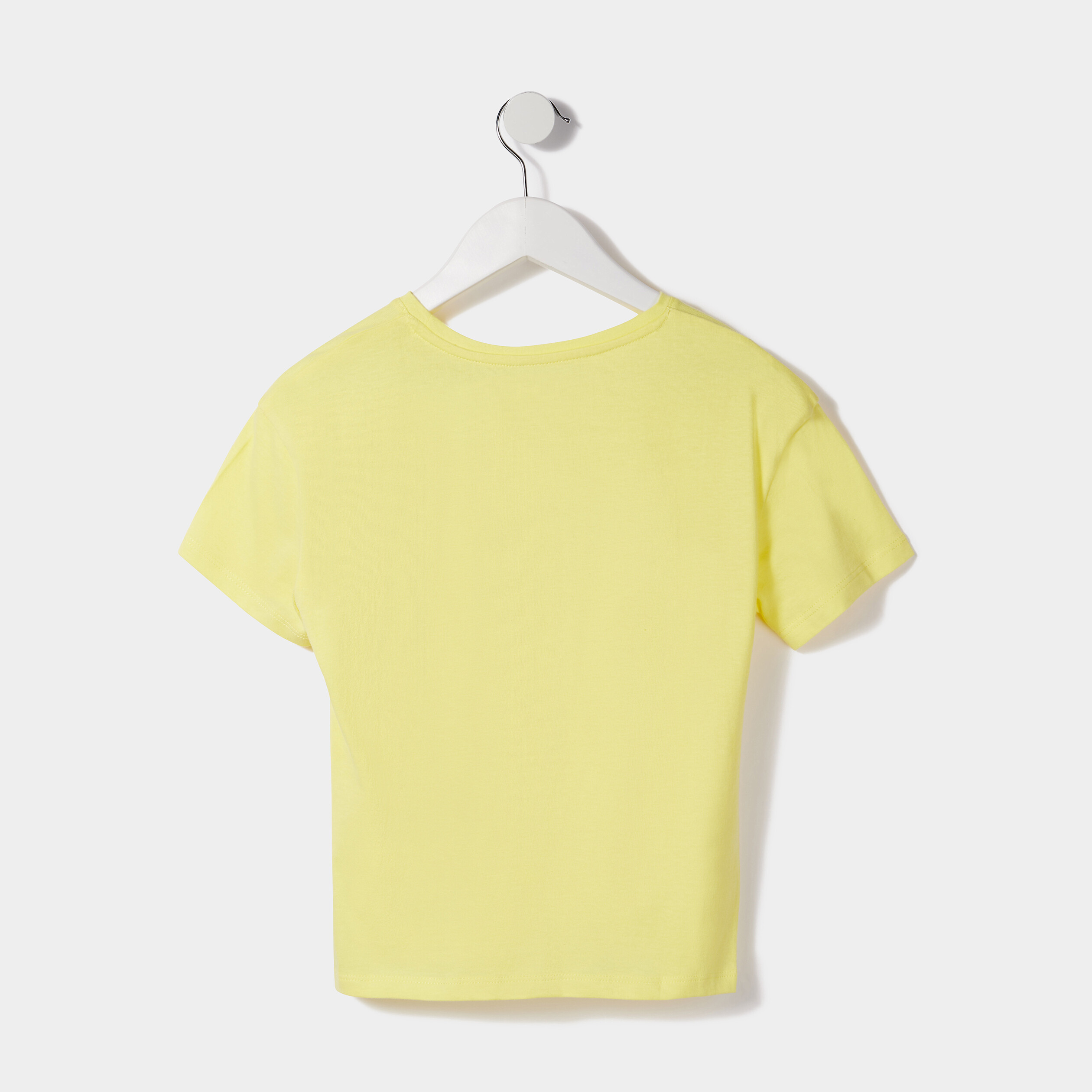 T-shirt manches courtes noué jaune citron fille | La Halle