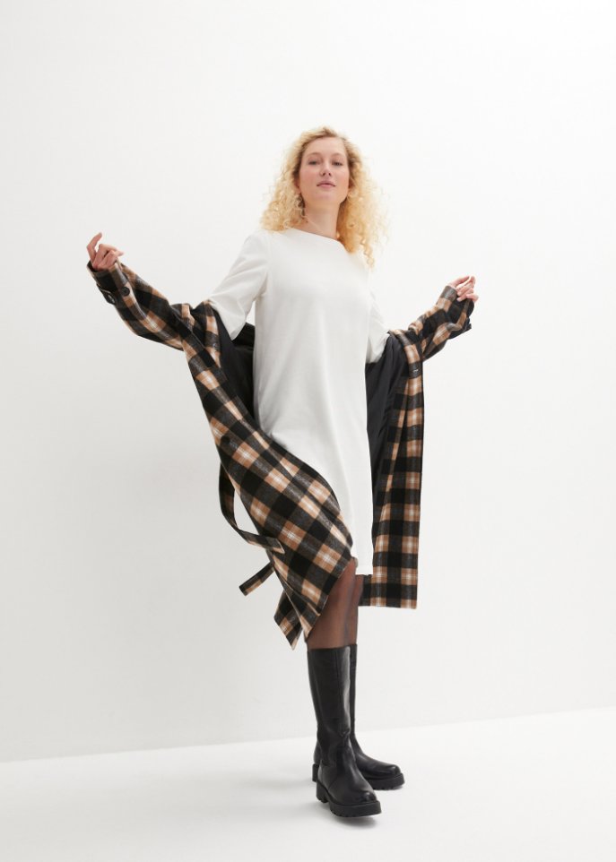 Sweatkleid mit Ballonärmeln und Schlitz