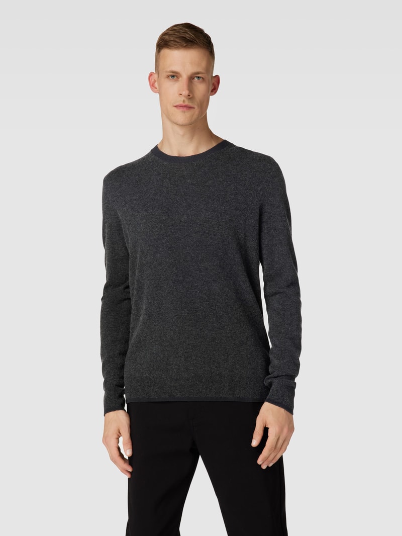 Strickpullover mit Rundhalsausschnitt Modell 'Sano' in anthrazit