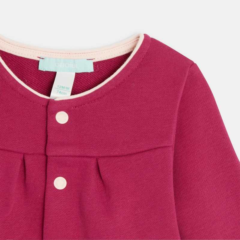 Gilet à pressions en molleton violet bébé fille